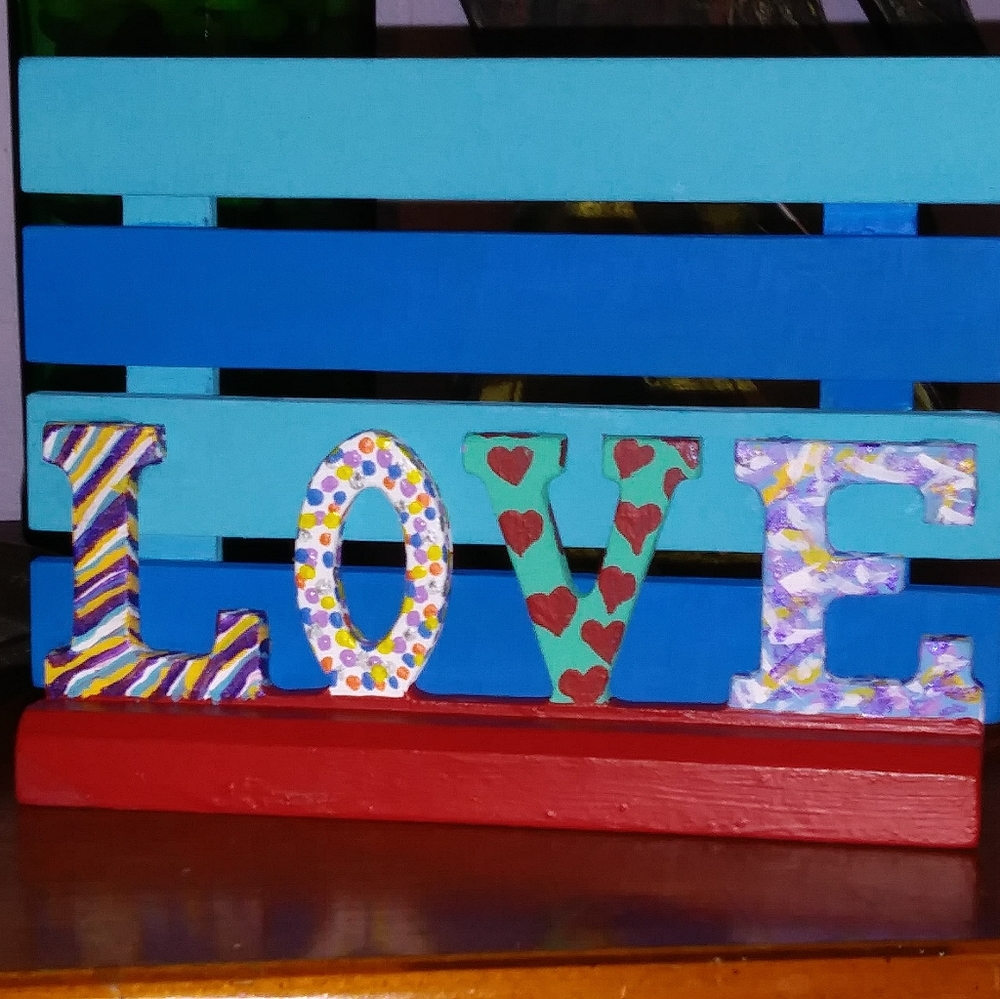 Colorfu Hand-painted & Handcrafted Wooden "LOVE"